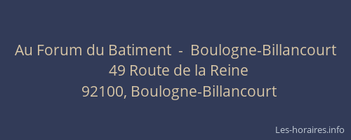 Au Forum du Batiment  -  Boulogne-Billancourt