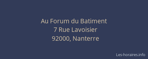 Au Forum du Batiment