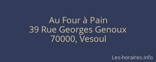 Au Four à Pain