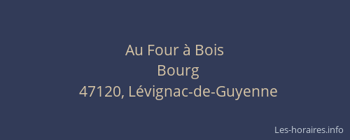 Au Four &agrave; Bois