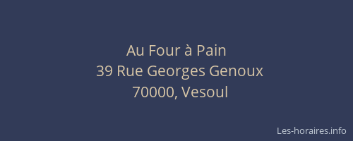 Au Four &agrave; Pain