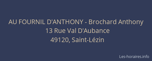 AU FOURNIL D'ANTHONY - Brochard Anthony