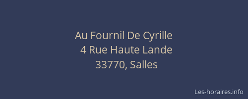 Au Fournil De Cyrille