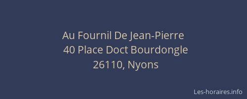 Au Fournil De Jean-Pierre