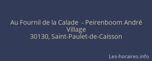 Au Fournil de la Calade  - Peirenboom André