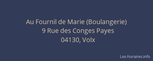 Au Fournil de Marie (Boulangerie)
