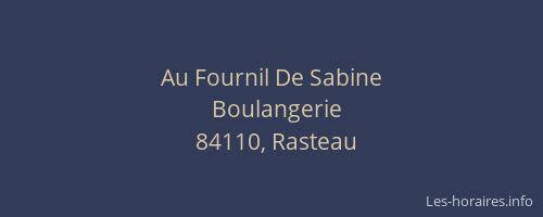 Au Fournil De Sabine