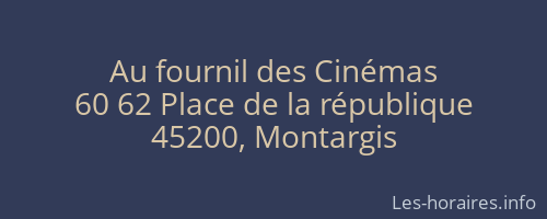 Au fournil des Cinémas