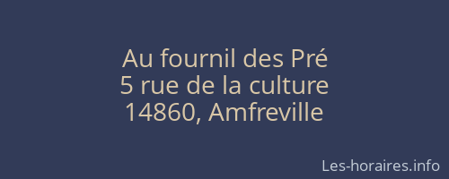 Au fournil des Pré