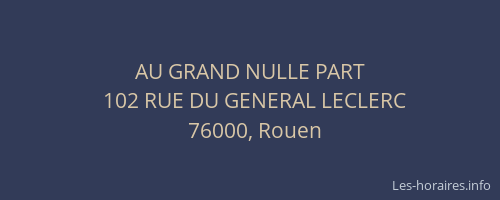 AU GRAND NULLE PART