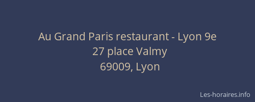 Au Grand Paris restaurant - Lyon 9e
