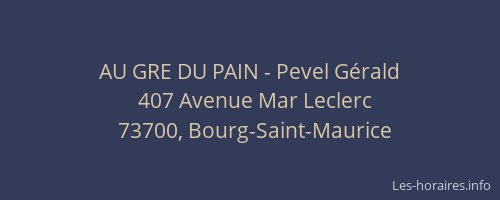 AU GRE DU PAIN - Pevel G&eacute;rald