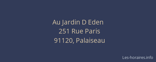 Au Jardin D Eden