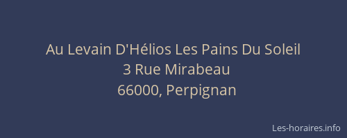 Au Levain D'Hélios Les Pains Du Soleil