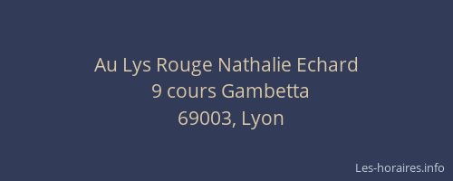 Au Lys Rouge Nathalie Echard