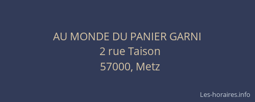 AU MONDE DU PANIER GARNI