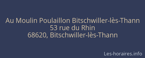 Au Moulin Poulaillon Bitschwiller-lès-Thann