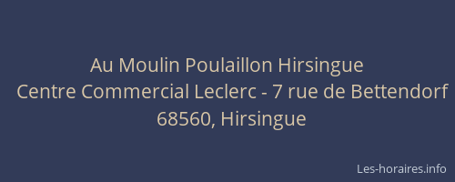 Au Moulin Poulaillon Hirsingue