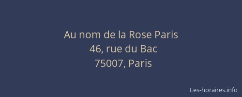 Au nom de la Rose Paris