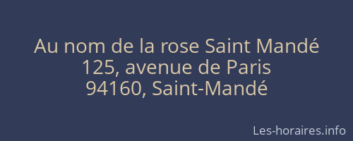 Au nom de la rose Saint Mandé