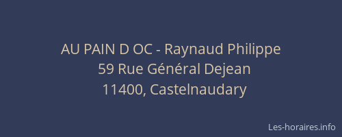 AU PAIN D OC - Raynaud Philippe