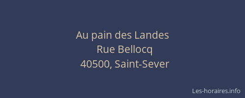 Au pain des Landes