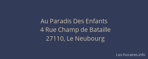 Au Paradis Des Enfants