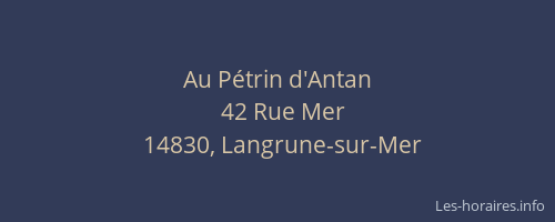 Au P&eacute;trin d'Antan