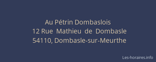 Au P&eacute;trin Dombaslois