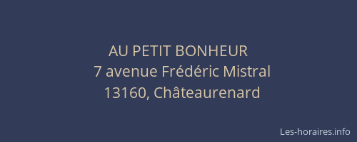 AU PETIT BONHEUR