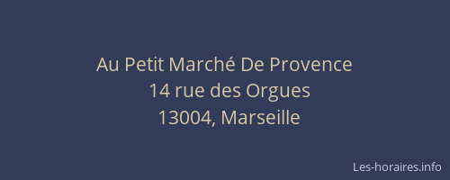 Au Petit Marché De Provence