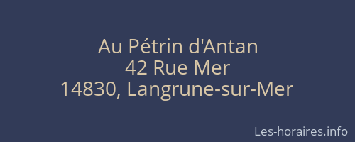 Au Pétrin d'Antan