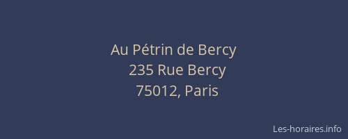 Au Pétrin de Bercy
