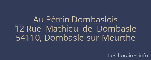 Au Pétrin Dombaslois