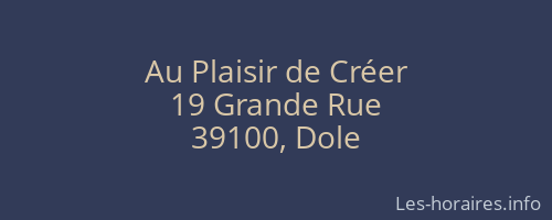 Au Plaisir de Créer