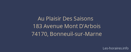 Au Plaisir Des Saisons