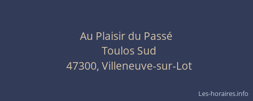 Au Plaisir du Pass&eacute;