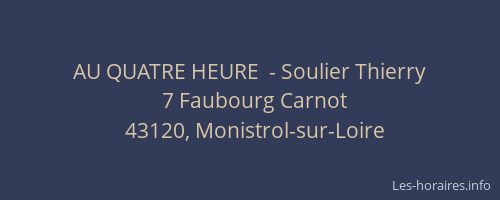 AU QUATRE HEURE  - Soulier Thierry