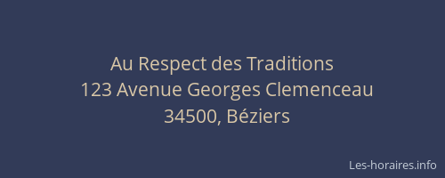 Au Respect des Traditions