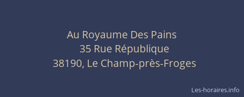 Au Royaume Des Pains