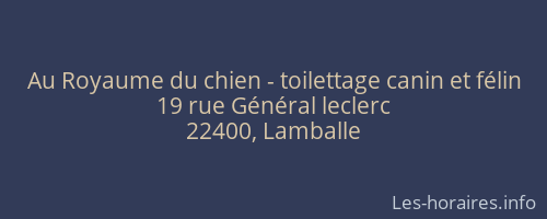 Au Royaume du chien - toilettage canin et félin