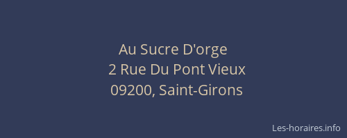 Au Sucre D'orge