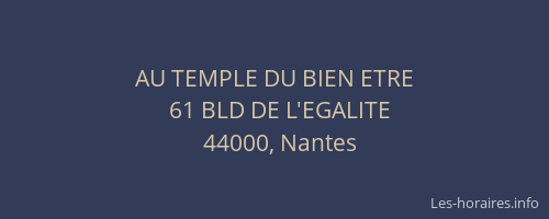 AU TEMPLE DU BIEN ETRE