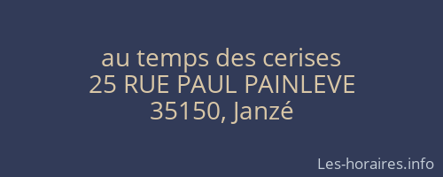 au temps des cerises