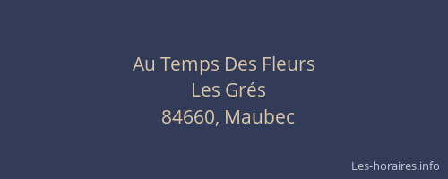 Au Temps Des Fleurs