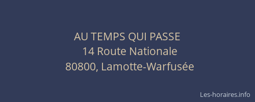 AU TEMPS QUI PASSE