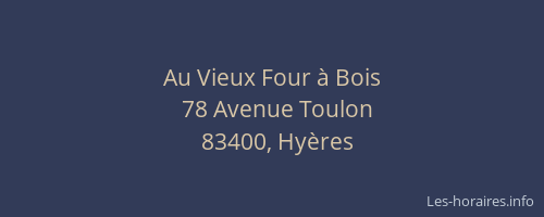 Au Vieux Four à Bois