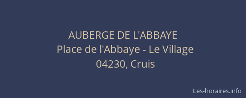 AUBERGE DE L'ABBAYE