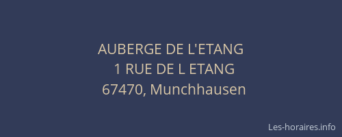 AUBERGE DE L'ETANG
