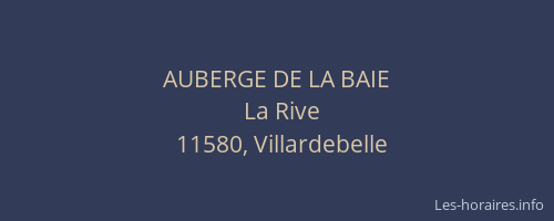 AUBERGE DE LA BAIE